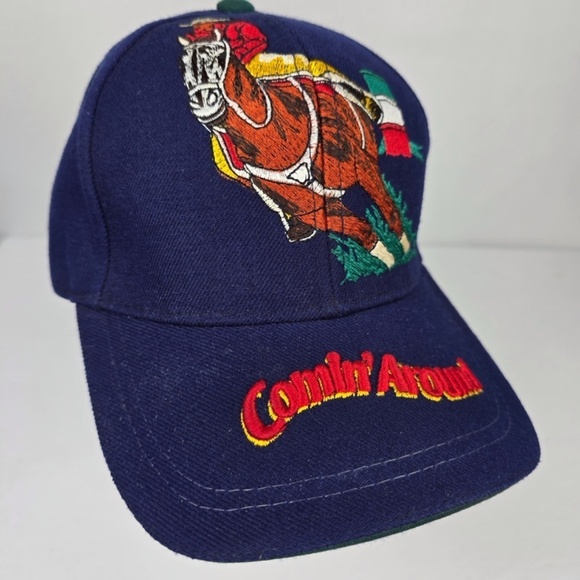 RARE- Colorful Embroidered 3D Horse Barrel Racing Rodeo Western Hat- Blue - Picture 3 of 12